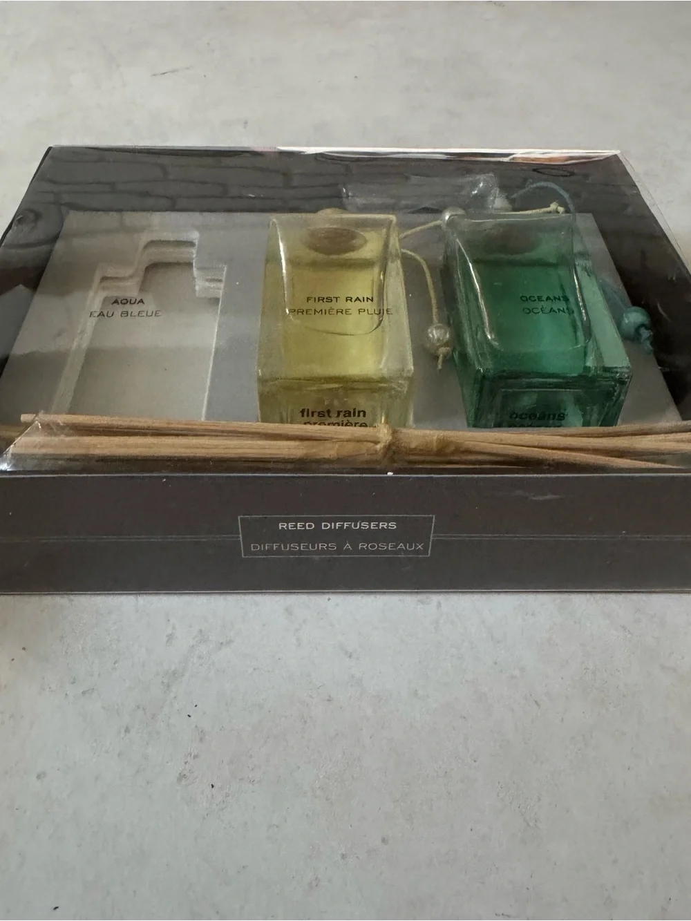 Pier 1 Imports Reed Diffuser Gift Set of 2 Oceans and First Rain Scent